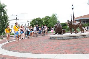students tour campus