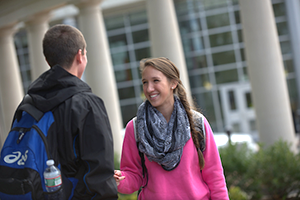 Students talking on campus