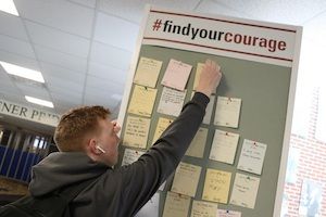 Courage Day Student Posting on Courage Wall