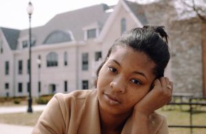 Student Arianna McRae sits on campus