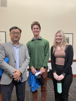 (left) YoungHa Ki, (middle) Daniel Wiedl '23, and (right) Shea'Lyn Hubbs '23