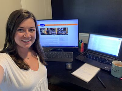 Student working on computers, part of a remote co-op