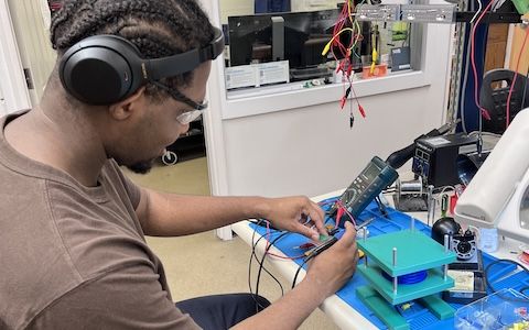Student working on project at Widener's Engineering Makerspace & Machine Shop.