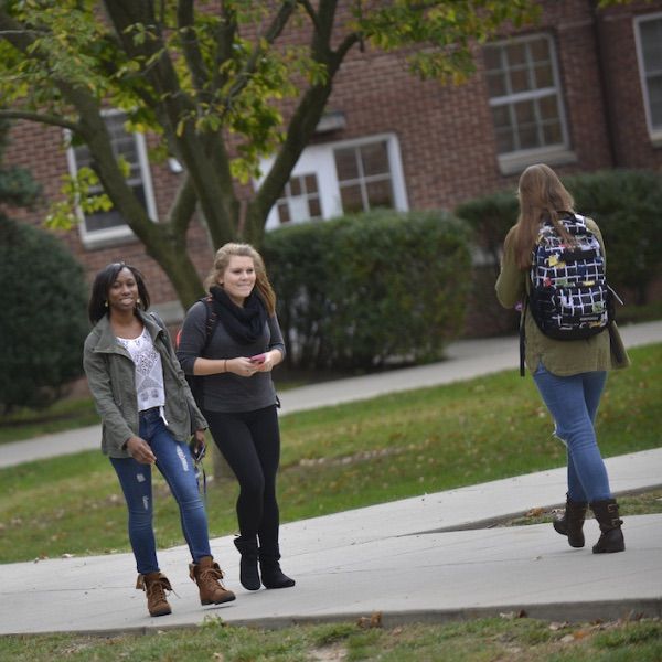 students walking around quads